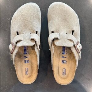 Birkenstock Taupe Soft Footbed Clog Size 40